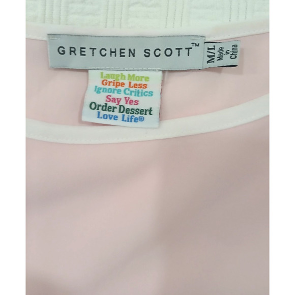 Gretchen Scott Design Pink And White Tunic Top Size M/L - Picture 5 of 6